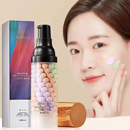 Blushimmer face makeup primer with tri-color cream contour, waterproof foundation, natural makeup base in 40g container