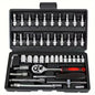 Hi you: 46 piece car repair tool kit: ratchet torque wrench, wrench, screwdriver, socket set combination - perfect for bicycle a