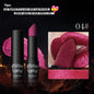 Blushimmer glitter lipstick with diamond pearlescent metallic finish on black lips, waterproof and long-lasting makeup for women.