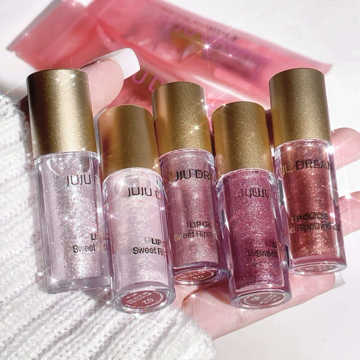 Blushimmer sweet sparkling lip glaze mirror lip shine transparent water gloss with a glossy finish.
