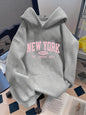 Women Loose Letter Pattern Fashion Hoodie Casual Style Geometric pattern Hooded Collar Casual Long Sleeve Pullover with Pockets