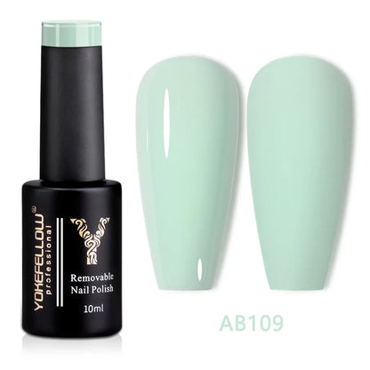 Blushimmer YOKEFELLOW 10ml translucent pink gel nail polish in a jar, high-quality soak-off UV gel for long-lasting manicures