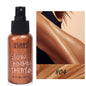 Blushimmer liquid bronzer highlighter setting spray with illuminating shimmer, brightening glow for face makeup application.