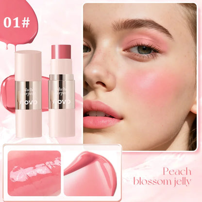 Blushimmer multi-use cream blush stick for eyes, lips, and cheeks showing its smooth, blendable, waterproof texture on a cosmetic surface.