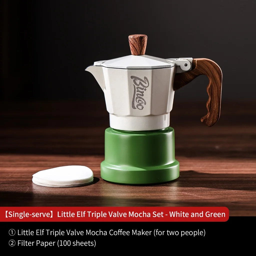 BINCOO Three-Valve Moka Pot Home Mini Espresso Coffee Maker Coffee Brewing Equipment 1Cup/2Cups