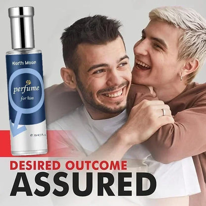 Men's pheromone infused cologne by Blushimmer with a sleek bottle, designed to enhance charisma and command presence.