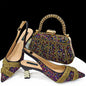 Luxurious EdleessFashion women's shoes and bag set with rhinestones, elegant design, perfect for special occasions.