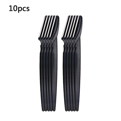 Blushimmer eyebrow trimmer with precision blades, portable face razor for hair removal and eyebrow shaping, close-up of the shaver blades