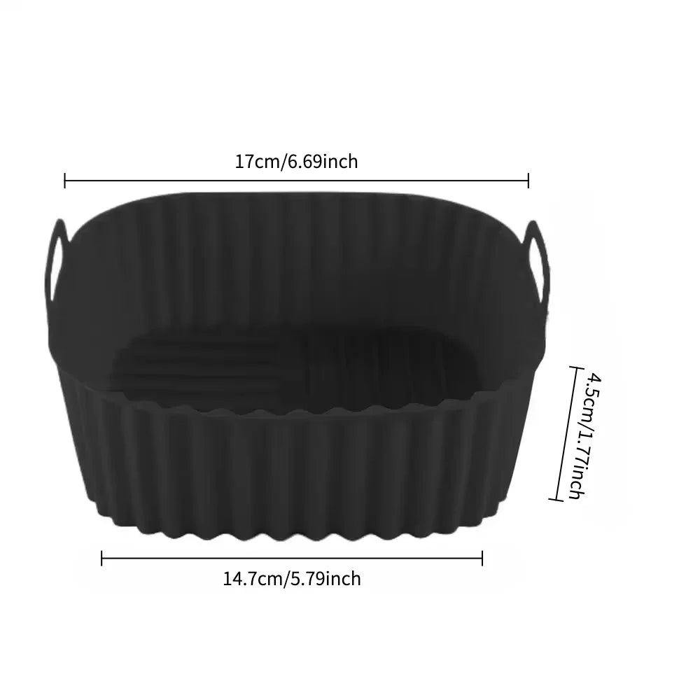 Square Silicone Air Fryer Basket Pan Reusable Food Safe Baking Mold for Oven BBQ Barbecue Cooking Kitchen Bakeware Pastry Tool