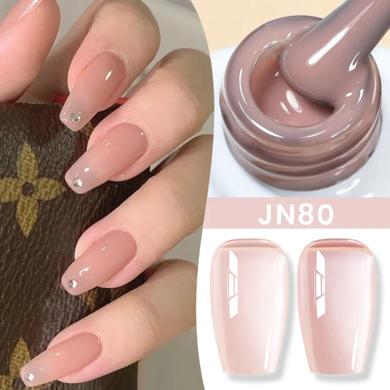 Blushimmer Born Pretty Jelly Nude Gel Nail Polish in light pink peach, 10ml translucent UV cure gel for nail art at home