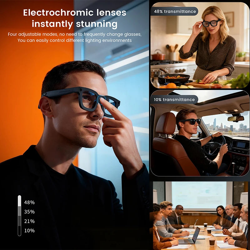 2026 New AI Smart Glasses HD Photo Video Touch Photochromic Lenses Record Translation Al Interaction BT Call Music Smart Glasses