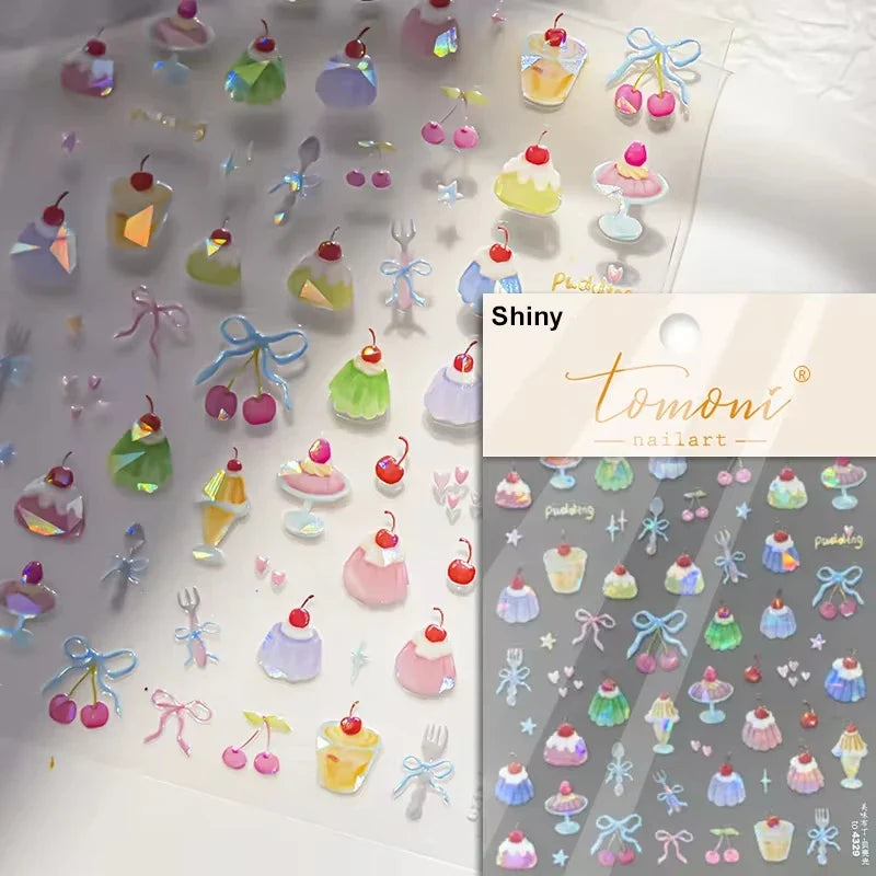 Brown 5D Japanese Kawaii Bear nail art stickers from Blushimmer, self-adhesive cartoon animal decals for DIY nail decoration.