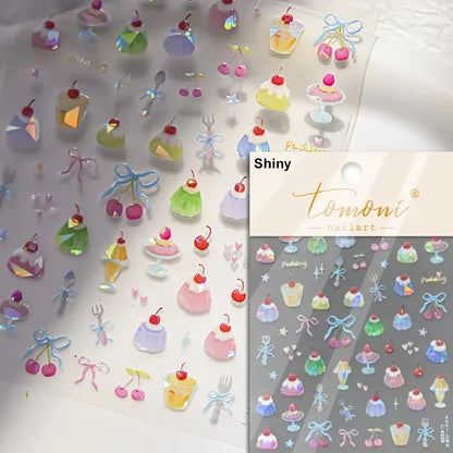 Brown 5D Japanese Kawaii Bear nail art stickers from Blushimmer, self-adhesive cartoon animal decals for DIY nail decoration.