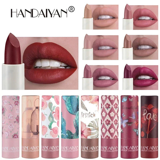 Blushimmer Velvet Matte Lipstick with moisturizing nude tint, 8-color waterproof lip makeup cream in sleek packaging