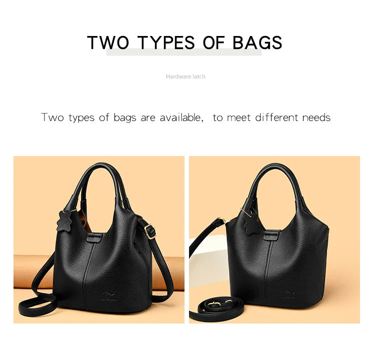 Soft Leather Handbags for Women Vintage Shoulder Bag Luxury Designer Ladies Large Capacity Bags Sac A Main