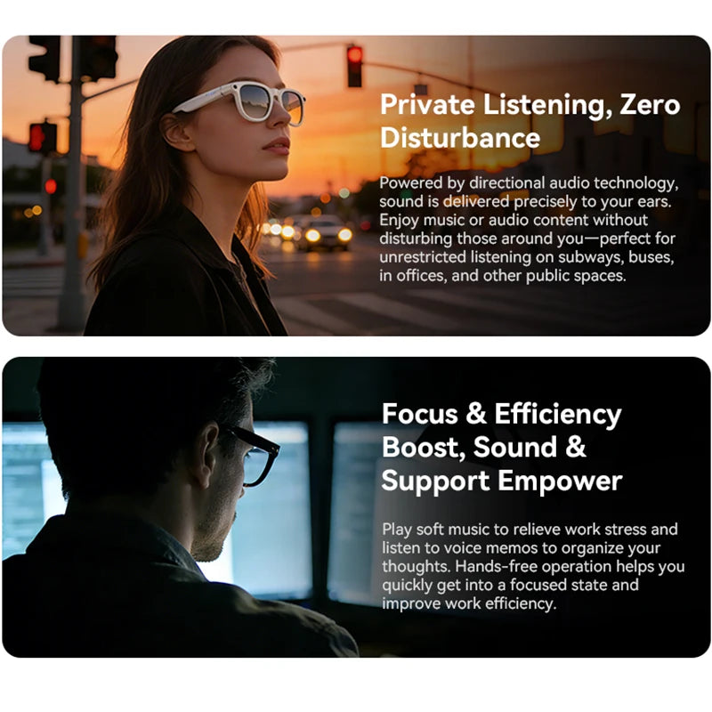 2026 New Smart Glasses+3600mAh Charging Case 800W HD Camera EIS Anti-shake Shooting AI Voice Assistant Fashionable Smart Glasses