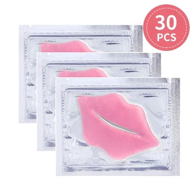 Set of 30 Blushimmer collagen crystal lip mask gel patches for moisturizing, hydrating, and plumping lips.