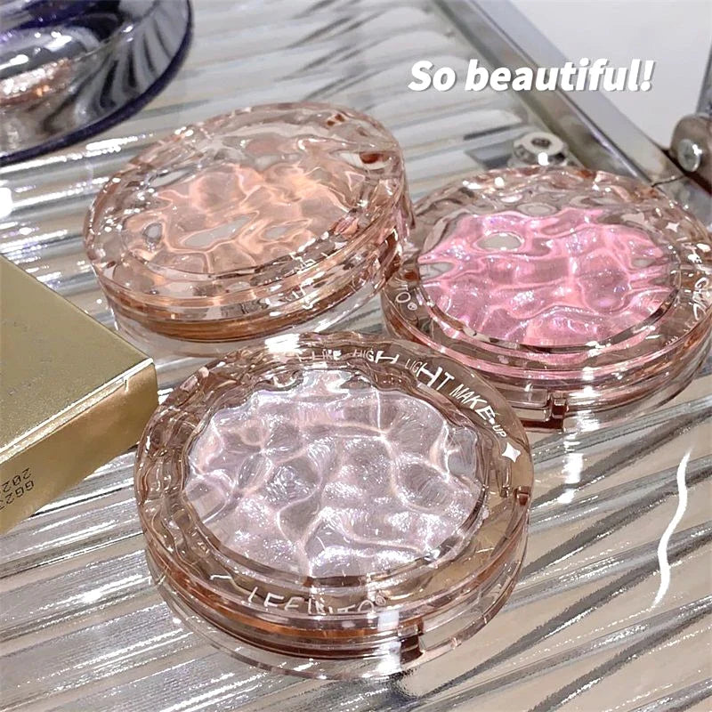 Blushimmer Crystal Bright Light high gloss powder with pearl finish, brightening makeup for young girls, blush and flash effect.