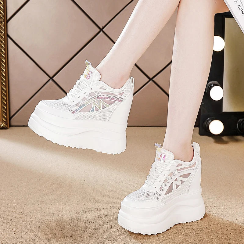 13cm Chunky Sneakers For Women Comfortable Women Casual Shoes Lightweight Walking Shoes Comfy Chusinoning Platform Wedge