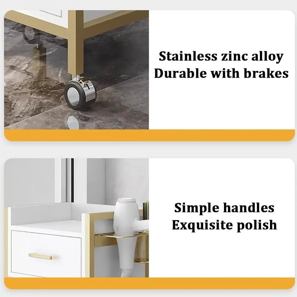 Professional Hair Salon Trolleys with Storage Drawers and Hair Dryer Holders