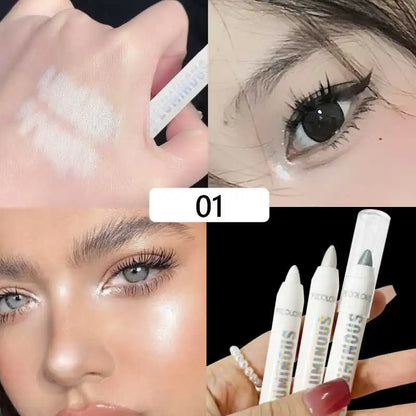 Blushimmer brightening highlighter pen with waterproof, matte pearly glitter white silvery eyeliner and eyeshadow stick.