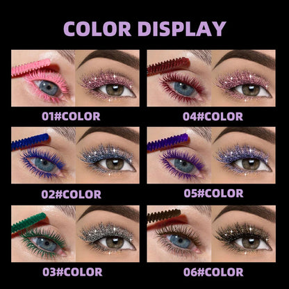 Blushimmer Qibest Double Ended Diamond Glitter Waterproof 4D Fiber Mascara with sparkling glitter and volumizing brush.