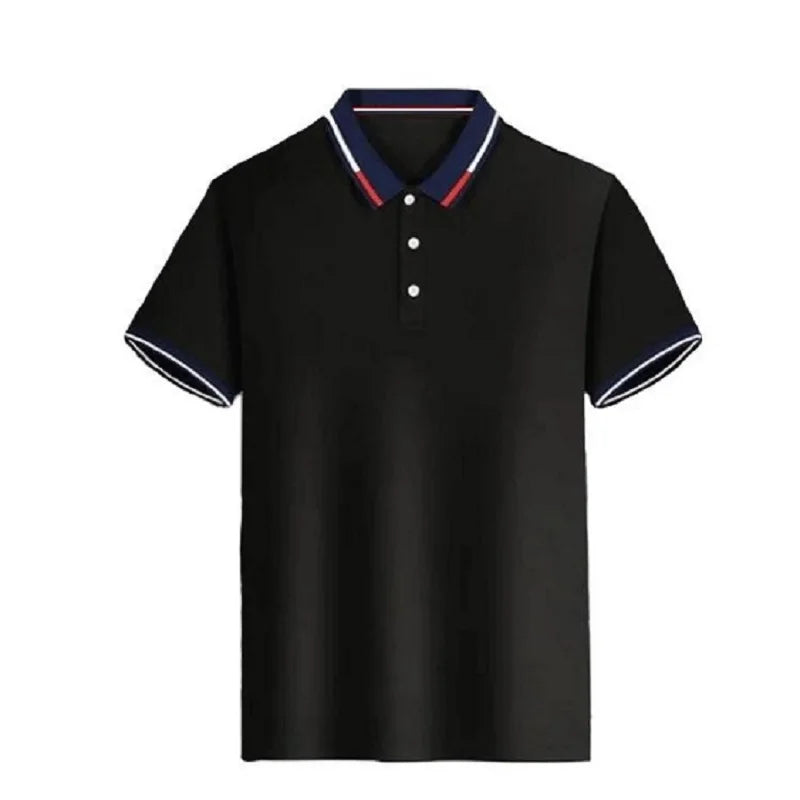 Men's new top Polo shirt T-shirt Summer men's short sleeve color lapel casual fashion white shirt T-shirt men's short sleeve