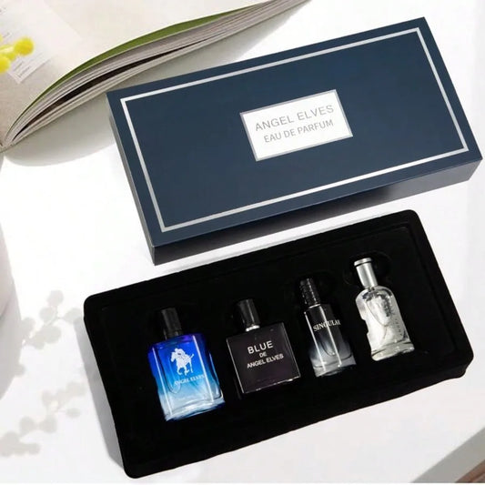 Blushimmer men's cologne 4-in-1 set with fresh lemon scent, long-lasting fragrance, includes four 1.01 oz bottles perfect for gifting