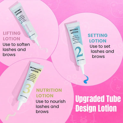 Blushimmer Permania Lash Lift and Brow Lamination Kit with tools and solutions for eyelash perming and brow lifting.