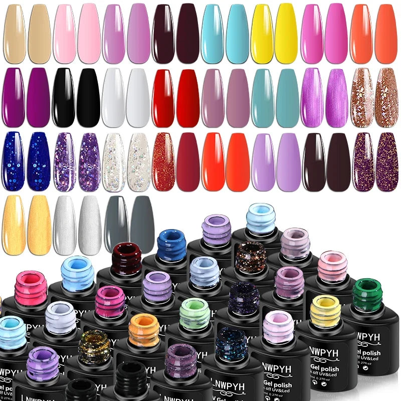 Blushimmer acrylic nail kit with UV nail lamp, glitter gel, poly nail gel, and manicure tools for professional nail extensions.
