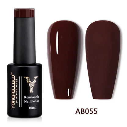 YOKEFELLOW 10ml translucent pink gel nail polish by Blushimmer, showcasing the smooth, glossy finish of the soak-off UV gel varnish.