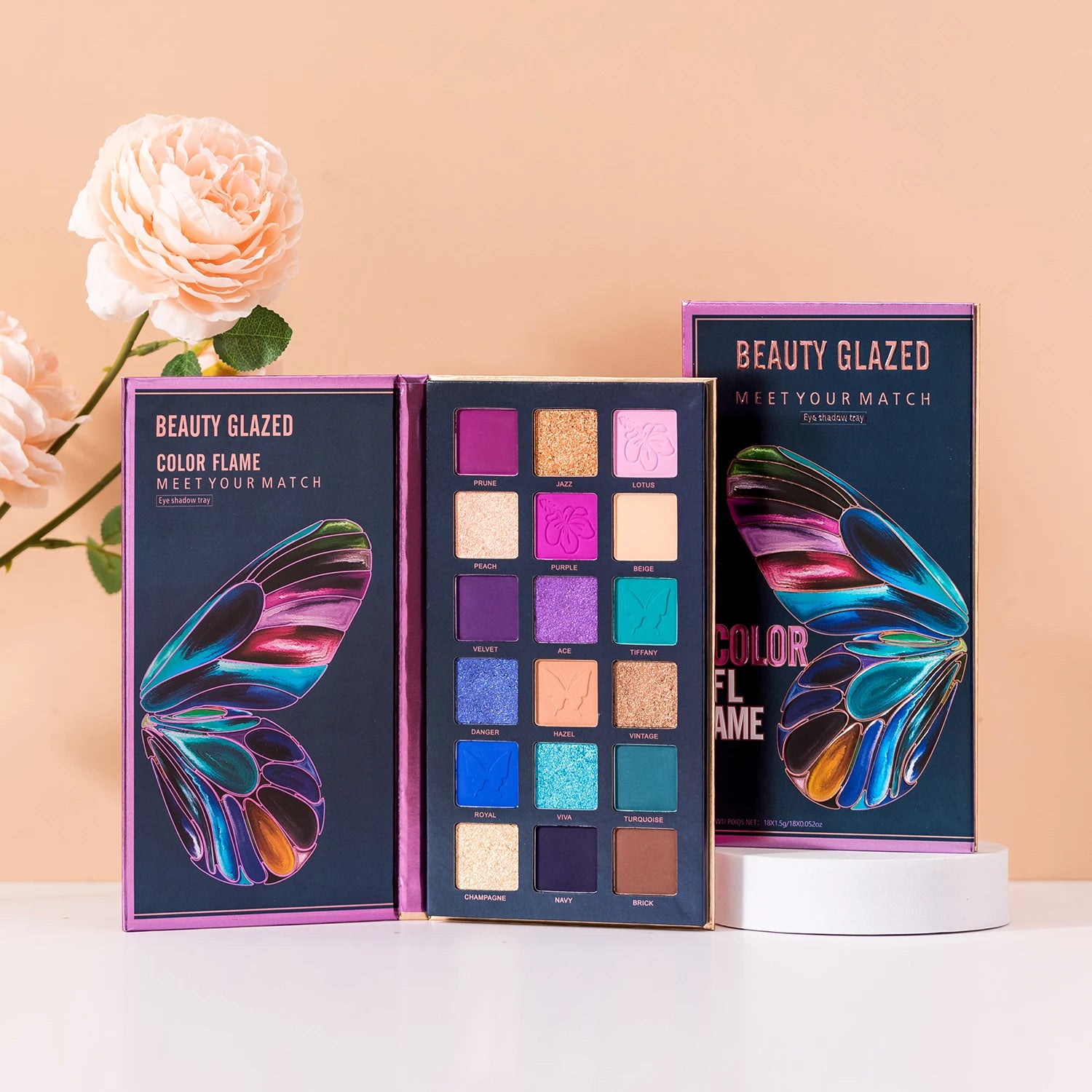 BEAUTY GLAZED Butterfly Highly Pigmented Eyeshadow Palette Smooth Matte & Shimmer Eye Shadow Easy To Blend 18 Colors Eye Makeup