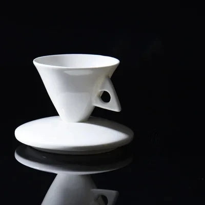 Artistic Creative Cone Espresso Coffee Mug And Tray Set Black Coffee Cup Demitasse For Cafe Bone China ESPRESSO SHOT Tea Tumbler