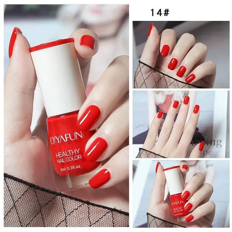 Blushimmer 8ml matte waterproof nail polish bottle with glitter sequins, quick-dry, no-bake formula, suitable for nail art without lamp.