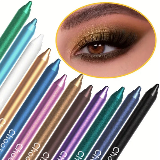 Set of 12 waterproof Blushimmer eyeliner pens with shimmering effects, includes eyeshadow and highlighter for easy, vibrant application.