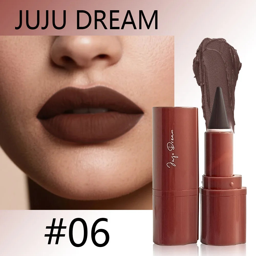 Blushimmer tapered gradient lip liner crayon in matte black brown with velvet finish, waterproof, non-sticky contouring lip makeup.