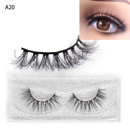 Blushimmer LEHUAMAO 5D Mink Hair false eyelashes, wispy cross design, fluffy natural look, handmade eyelash extension tools.