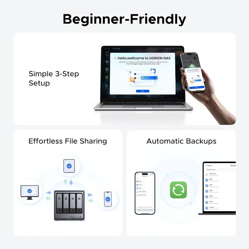 NASync DXP4800 Plus 4 Bay Desktop NAS l Pentium Gold 8505 5 Core CPU 4K 60Hz Network Attached Storage