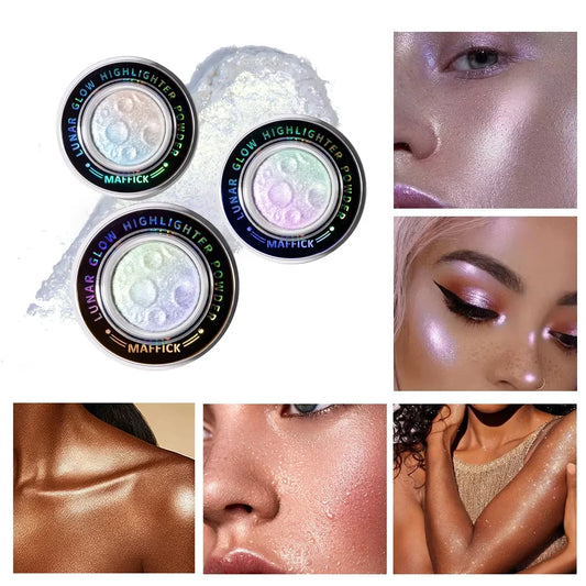 Blushimmer 3-color high gloss powder with permeable, light-sensitive texture, delicate, comfortable, and waterproof for a radiant finish.