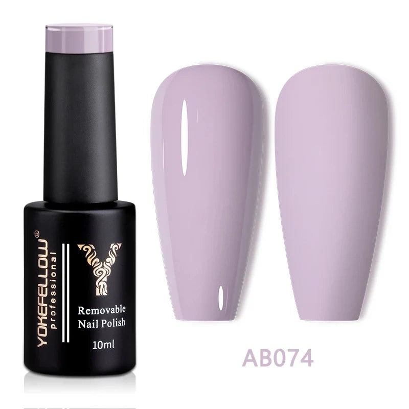 Blushimmer YOKEFELLOW 10ml translucent pink gel nail polish in a jar, showcasing the gel's smooth, glossy texture for long-lasting manicures.