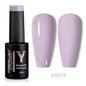 Blushimmer YOKEFELLOW 10ml translucent pink gel nail polish in a jar, showcasing the gel's smooth, glossy texture for long-lasting manicures.