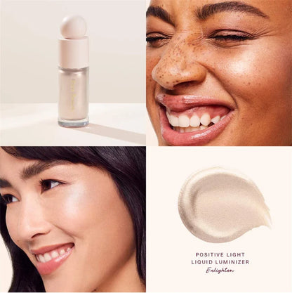 Blushimmer Rare Beauty Positive Light liquid contour and luminizer, face blush, shimmer, and highlight makeup product in a sleek bottle