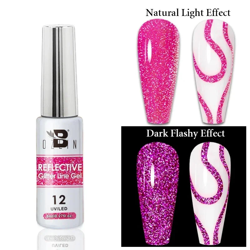 Blushimmer metallic nail gel polish in gold and silver with chrome mirror finish for UV and LED semi-permanent French nail art.