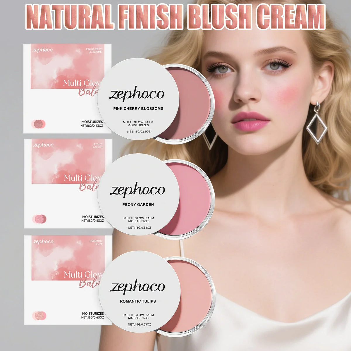 Blushimmer Pink Sakura cream blush stick, natural cheek tint with hydrating, lightweight, long-lasting, smooth application.