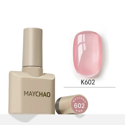 Blushimmer MAYCHAO 12ml jelly gel nail polish top coat with UV LED gel art for long-lasting, semi-permanent manicure.