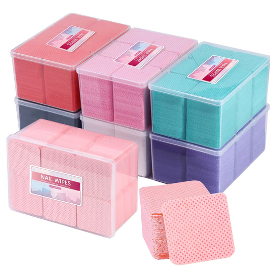 Box of 1080 Blushimmer lint-free nail art and eyelash glue wipes, cotton pads for gel polish removal and beauty cleaning.