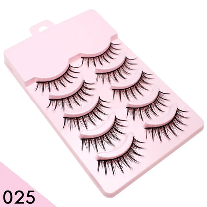 Blushimmer DINGSEN fake anime eyelashes with five pairs of natural-looking, clear band manga-style eyelash extensions.