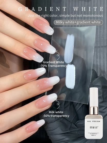 2Pc 12ml Milky White Gel Nail Polish Nail Polish Natural Color Translucent Jelly Soak Off LED Clear Coat Soap Nails Art White