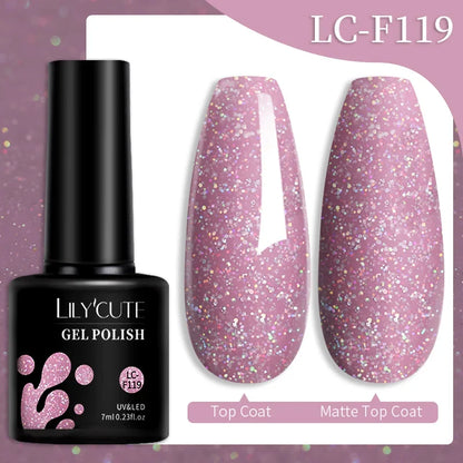 LILYCUTE 7ML colorful gel nail polish by Blushimmer, with a bottle of semi-permanent UV gel for long-lasting manicure and nail art.