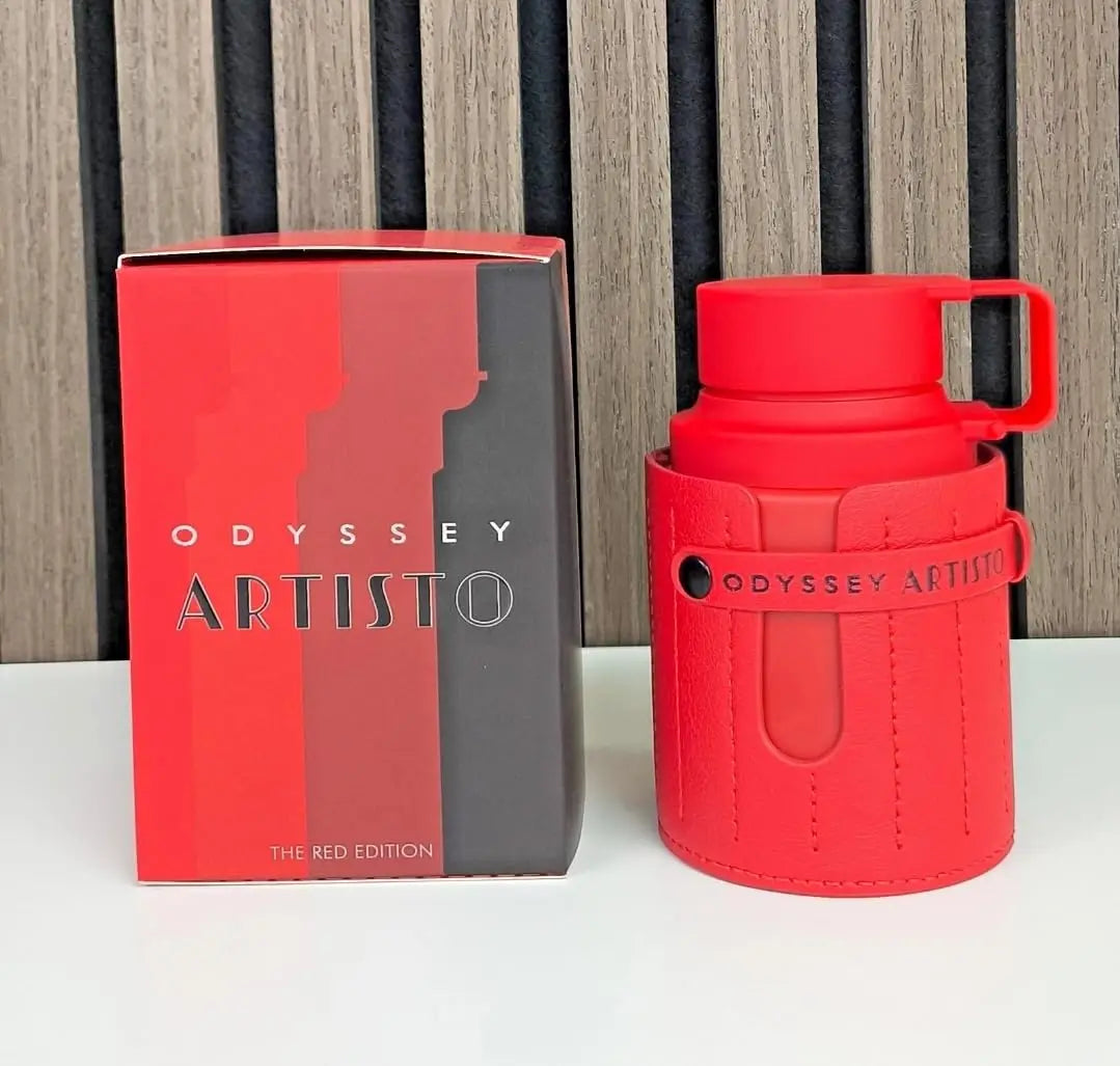 Armaf Odyssey ARTISTO men's Eau De Toilette 3.4oz bottle with red label, modern fragrance design for men.